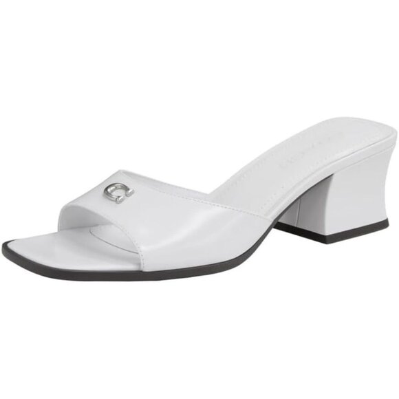Coach Women's Sculpted C Block Heel Sandal Heeled, Optic White, 9.5 - Picture 1 of 5